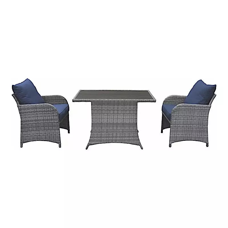 ALLSPACE FURNITURE 3 PC BALCONY BISTRO SET WITH STORAGE COVER NAVY