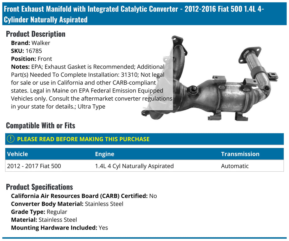 MANIFOLD CONVERTER- DF- EPA- ULTRA