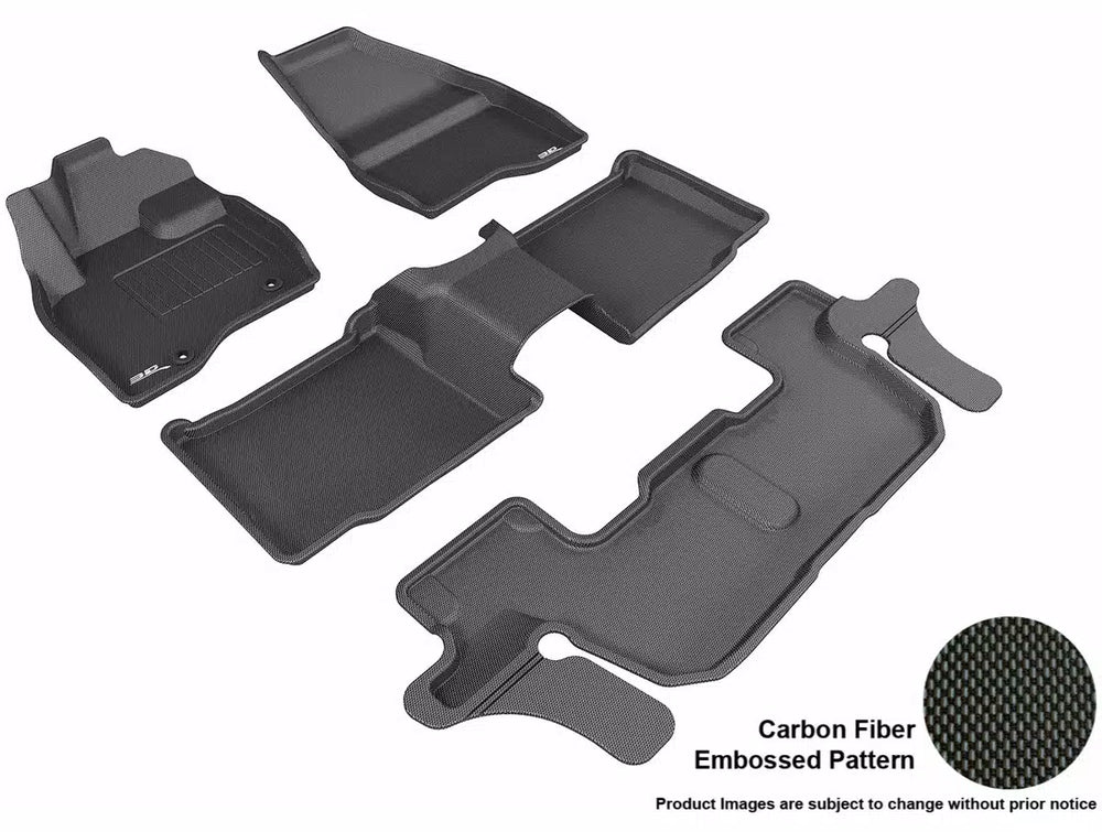 3D MAXpider 2015-2016 Ford Explorer Kagu 1st & 2nd & 3rd Row Floormats - Black