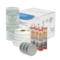KIT2 GAL WATER BASED ADHESIVE 150 FT BUTYL TAPE 150 FT FLEECE TAPE SIX TUBES LAP SEALANT WHITE