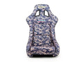 NRG FRP Bucket Seat PRISMA Digital Camo Edition Vegan Matl. w/ Phone Pkt. Silver Pearl Back - Medium