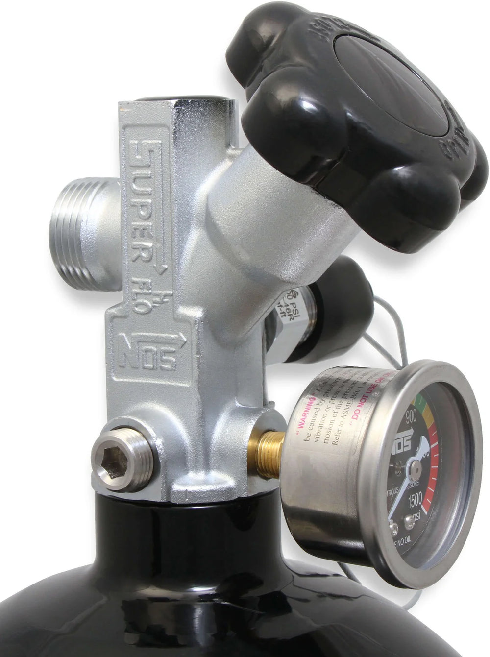 Nitrous Bottle 10 Lb Nitrous Bottle W/ Black Finish & Super Hi Flo Valve Includes Racer Safety Blow-Off & Gauge NOS