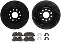 R1 Concepts Brake Rotors - Slotted - Black w/ Semi-Met Pads Hdw Fits Land Rover