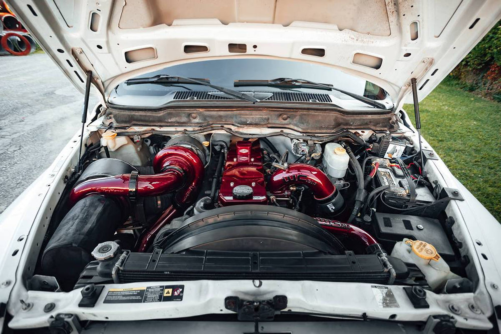 2003-2007 5.9 Cummins S400/S300 Side by Side Twin Turbo Install Kit Bengal Blue
