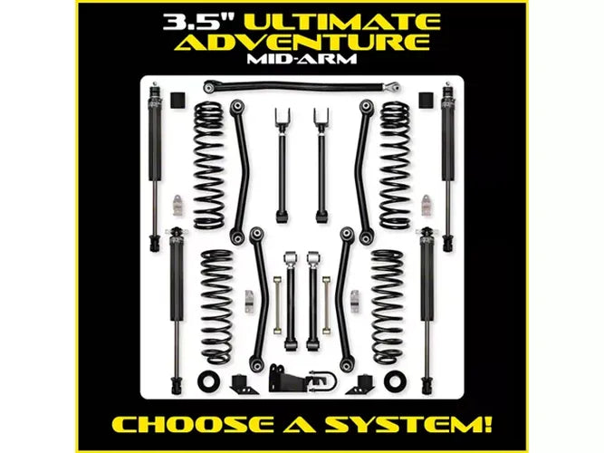 Rock Krawler 3.5 Inch T-Rex Hybrid Trail Runner System w/ Fast CD Adjusters Lift Kit with Shocks JL35TX2-4XETR2