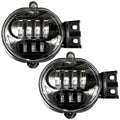 ~(3 lbs. 12X10X8)~ Dodge Ram 02-08 1500 and 03-09 2500/3500 LED Fog Lights 2-Piece Set (Replaces Both OEM Halogen Fog Lights) - Smoked/Blac