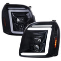 U SHAPE LED BAR PROJETOR HEADLIGHTS GLOSSY BLACK HOUSING WITH LIGHT SMOKED LENS