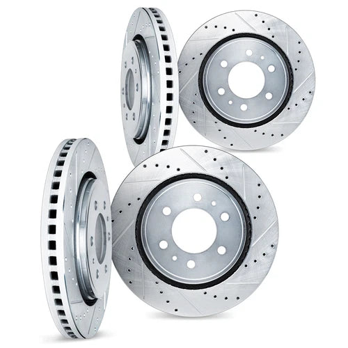 DFC 19-25 Ford Ranger Front & Rear Drilled & Slotted Silver Rotors