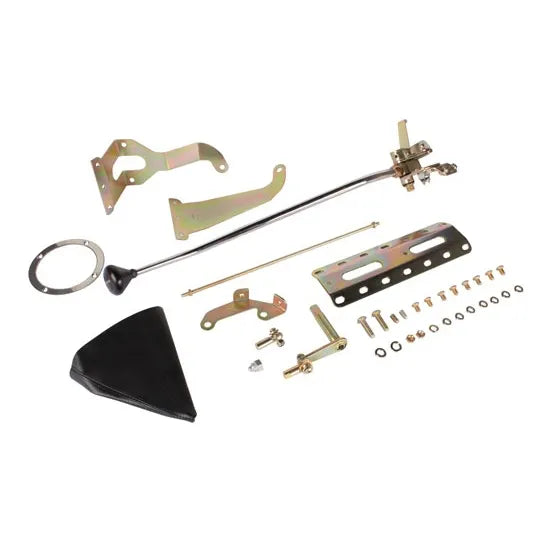 CASE MOUNT SHIFTER GM POWERGLIDE TRANS W/CHROME 23IN DBL BEND LEVER & MUSHROOM B