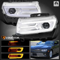 CHEVY CAMARO LED LT BAR PROJ H.L CHROME HOUSING CLEAR LENS