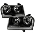 0508 CHRYSLER 300 HALOGEN NONPROJECTION STYLE ONLY LED LIGHT BAR HEADLIGHTS