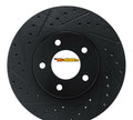 R1 Concepts Black Drilled Slotted Rotors with 5000 Oep Brake Pads Hdw