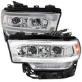 2500 3500 PROJECTOR HEADLIGHTS WHITE HOUSING CLEAR LENS - SWITCHBACK LED SEQUENTIAL SIGNAL - BREATHING LIGHT EFFECT - H7 HIGH BEAM H7 LOW BEAM