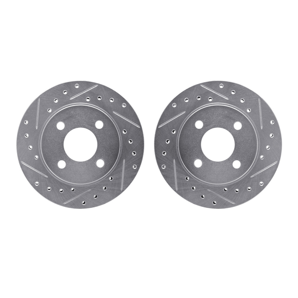 R1 81-87 Chrysler LeBaron Front Drilled & Slotted Silver Brake Rotor Set