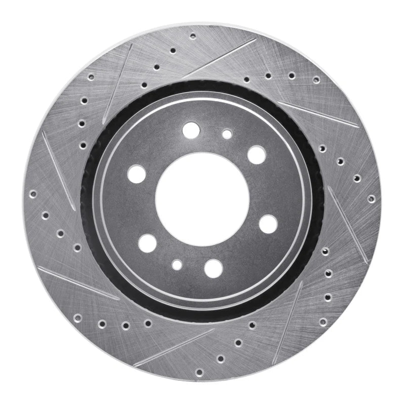 R1 19-25 Cadillac Escalade Front Left Drilled & Slotted Silver Brake Rotor