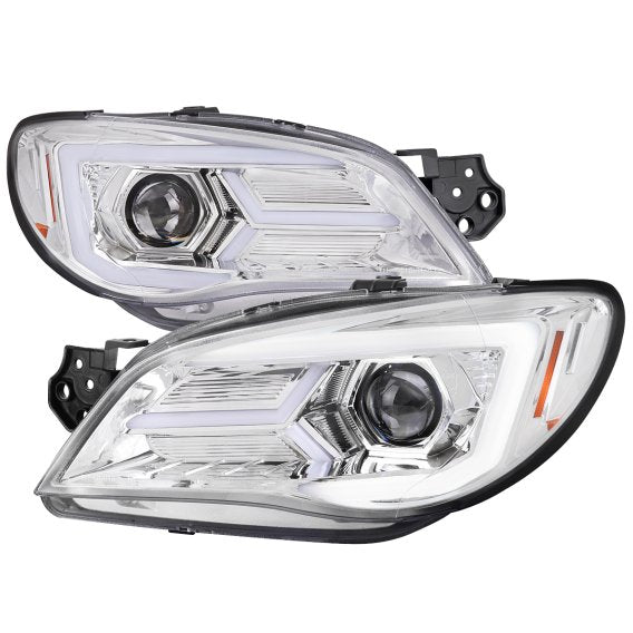 WRX HALOGEN PROJECTOR HEADLIGHTS CHROME HOUSING CLEAR LENS - LED BAR STYLE WITH SEQUENTIAL TURN SIGNAL - FOR FACTORY HALOGEN HEADLIGHT ONLY