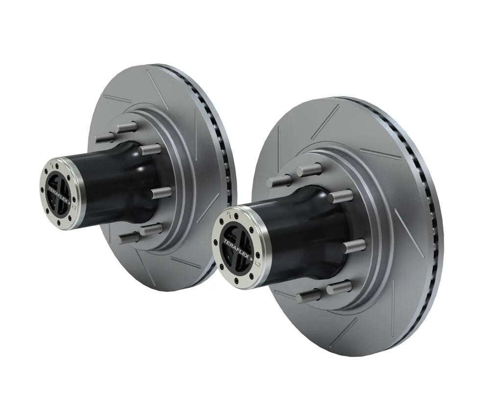 JK: Tera CRD60 Front Axle 8-Lug Locking Hub Conversion Kit w Slotted Big Rotors