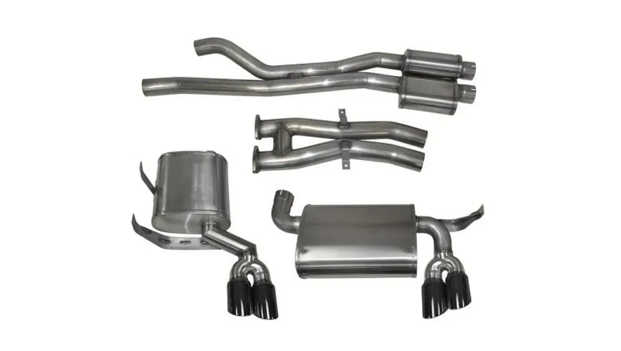 2.5 Inch Cat-Back Sport Dual Rear Exhaust 3.0 Inch Black Tips 01-06 BMW M3 E46 Stainless Steel