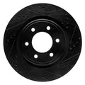 R1 2021-2025 Ford F-150 4WD Front Right Drilled & Slotted Black Brake Rotor