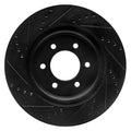 R1 2021-2025 Ford F-150 4WD Front Right Drilled & Slotted Black Brake Rotor