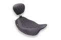 Mustang 08-21 Harley Wide Tripper FL Touring Pass Seat w/ Dr Backrest, Grey Diamond Stitch - Black