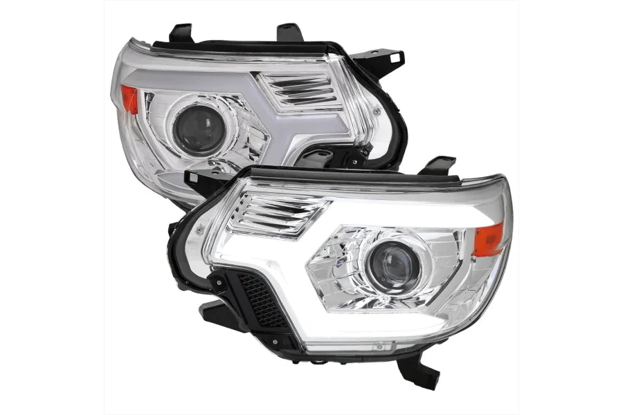 PROJECTOR HEADLIGHTS WITH CHROME HOUSING CLEAR LENS AND AMBER REFLECTOR AND SEQUENTIAL TURN SIGNAL
