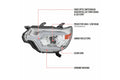 PROJECTOR HEADLIGHTS WITH CHROME HOUSING CLEAR LENS AND AMBER REFLECTOR AND SEQUENTIAL TURN SIGNAL