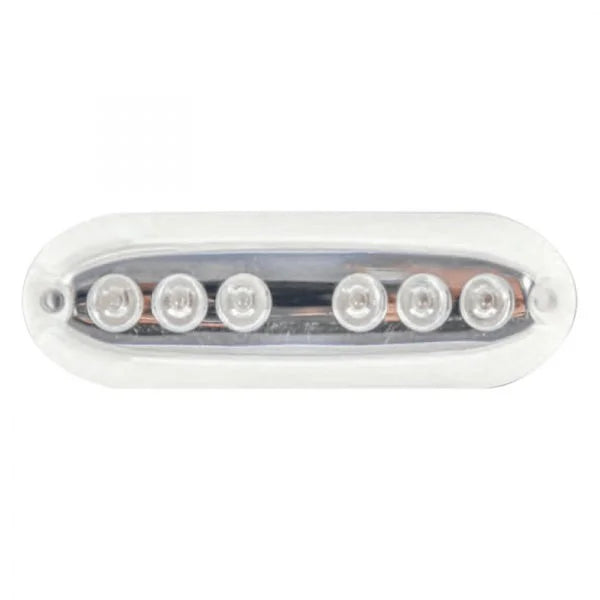 15W FULLY ENCAPSULATED LED UNDERWATER LIGHT 6 LED OBLONG STAINLESS INSERT WHITE HOUSING/BLUE