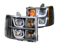 0713 SIERRA 1500 PROJECTOR HEADLIGHTS W/ UBAR BLACK