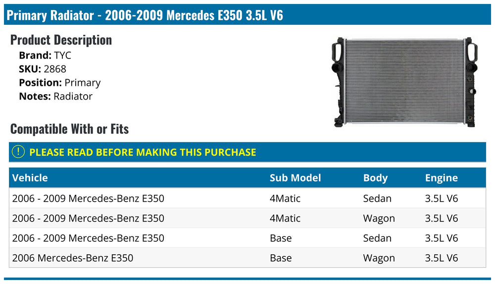 0305 MD E320 3.2L V6 AT 1R PA RAD