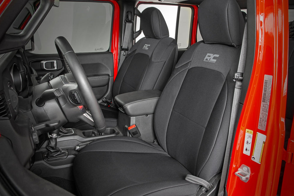 ~(10 lbs. 28X21X8)~ Jeep Neoprene Seat Cover Set Black [2020 Gladiator JT]