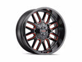 ~(40 lbs. 22X22X10)~ COGENT (8107) BLACK W/PRISM RED 20X9 6-135/6-139.7 18mm 106mm