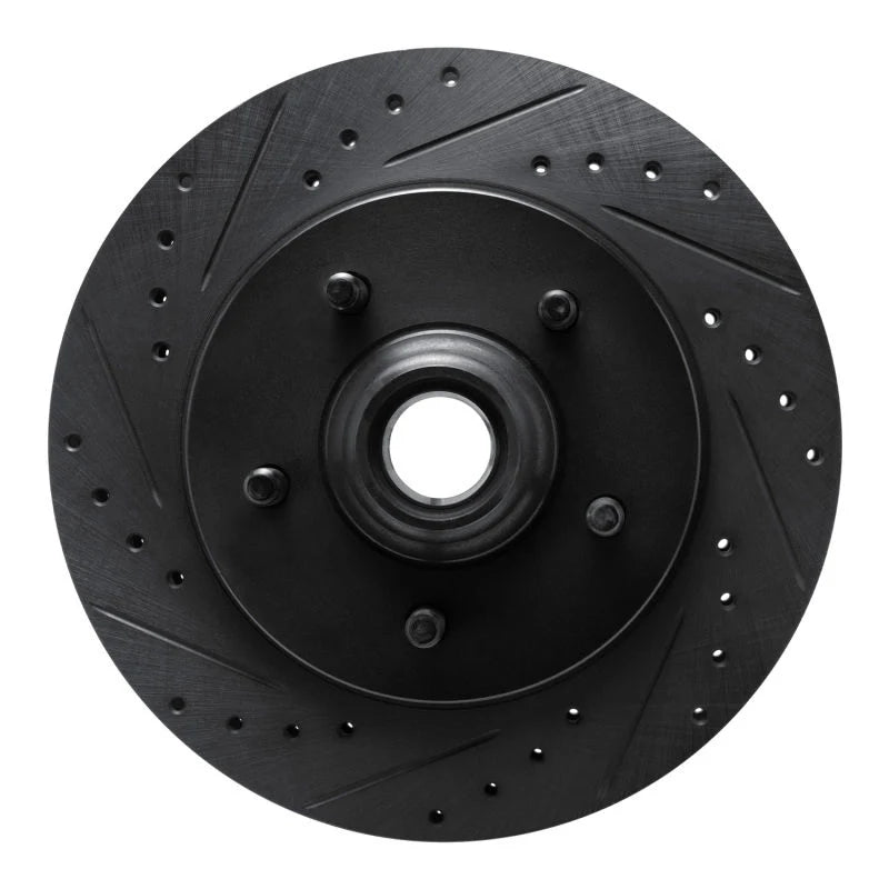 R1 99-04 Ford Expedition Front Left Drilled & Slotted Black Brake Rotor