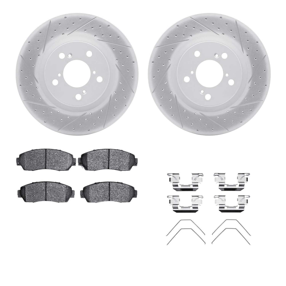 DFC 11-14 Honda Odyssey Front Drilled & Slotted Geoperformance Rotors 5000 Advanced Pads w/Hardware