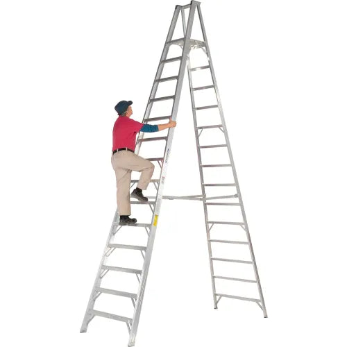 WERNER 14FT ALUMINUM PLATFORM LADDER TYPE IAA 375# CAPACITY P414