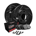 R1 eLINE Series Brake Rotors - D/S - Black - Perf Off-Road/Tow Pads - Hdw Fits Nissan Titan