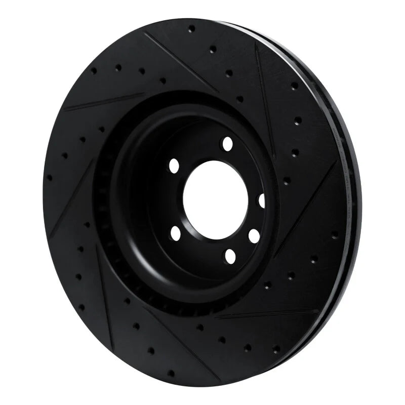 R1 18-24 Land Rover Range Rover Front Right Drilled & Slotted Black Brake Rotor