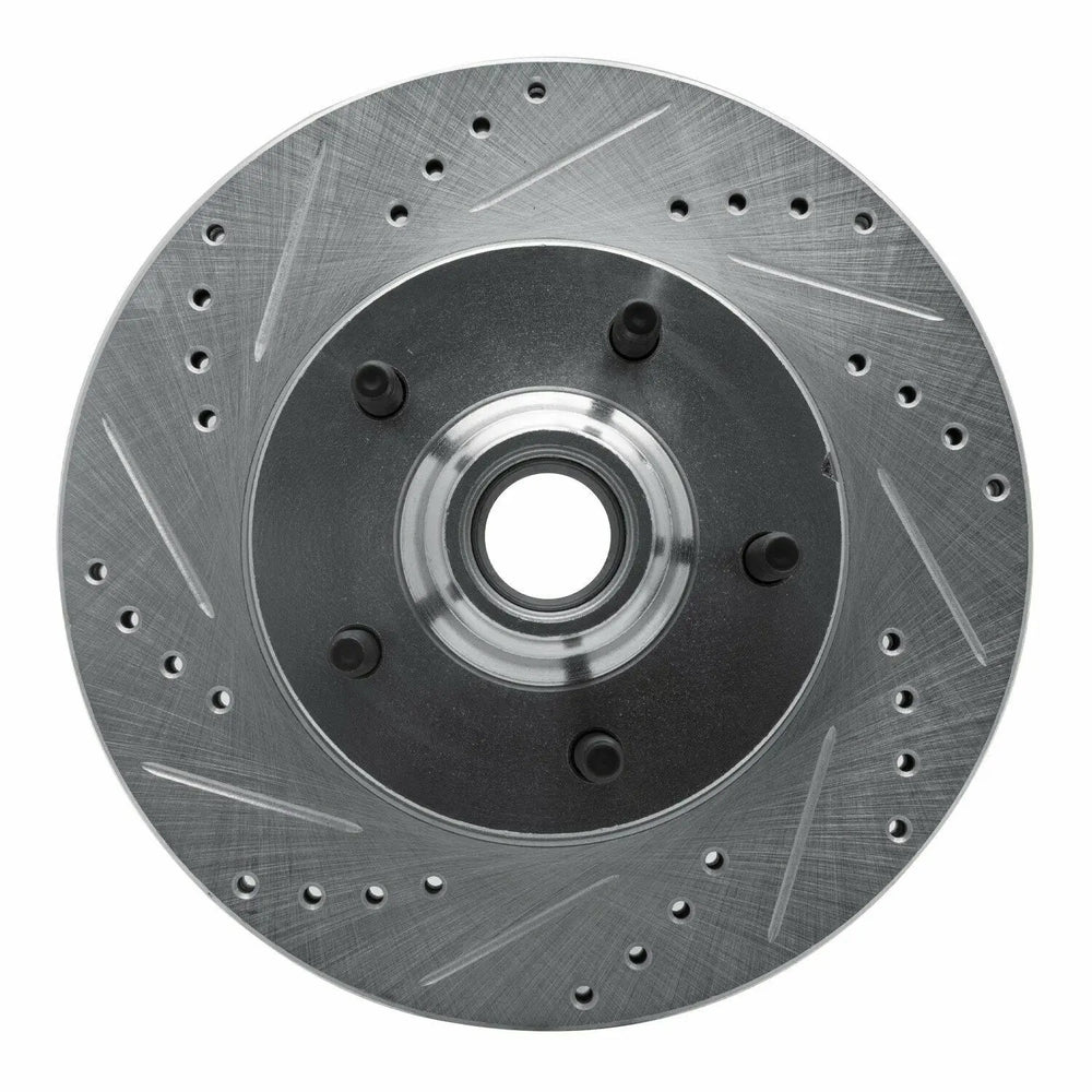 R1 00-04 Ford F-150 RWD Front Left Drilled & Slotted Black Brake Rotor