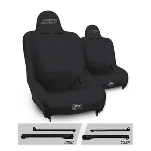 Enduro Elite Suspension Seat - Crawl Edition Kit for Jeep Wrangler CJ7/YJ (Pair) Black