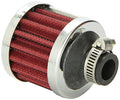 Vibrant Crankcase Breather Filter w/Chrome Cap 2 1/8in 55mm Cone ODx2 5/8in 68mm Tallx5/8in 15mm ID