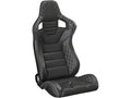 Corbeau Sportline RRS Black Vinyl Diamond/White Stitch Pair w/ Seat heater Installed in Both