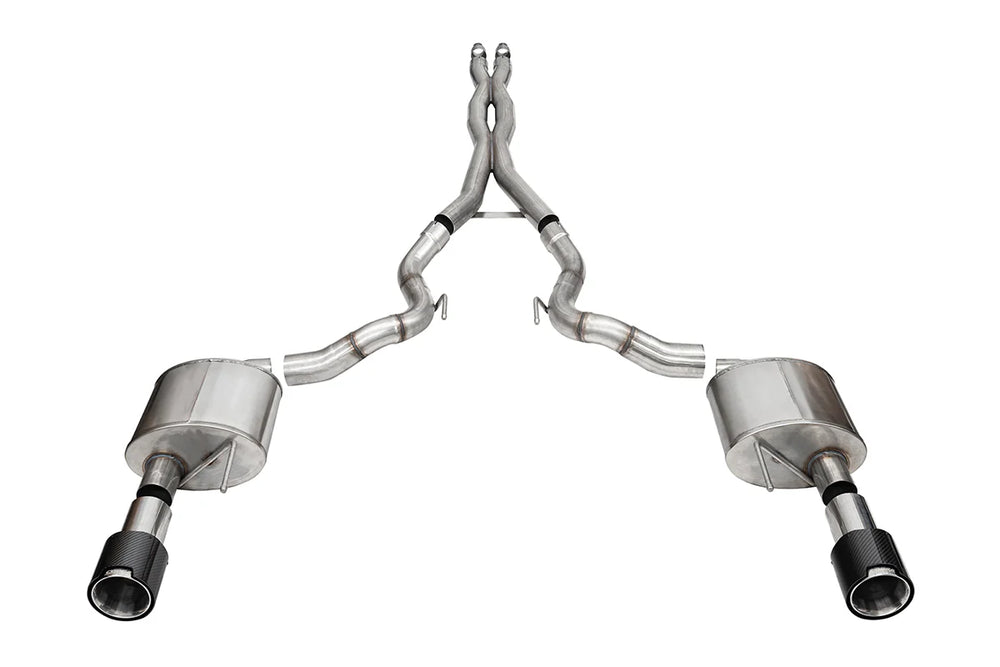 3.0 Dual Rear Exit Cat-Back Exhaust System with 4.5 Straight Cut Carbon Fiber Tips