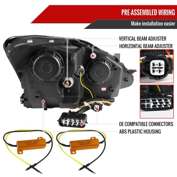 PROJECTOR HEADLIGHTS- LED GLOSSY BL