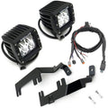 ~(6 lbs. 14X9X8)~ 2015-2017 CHEVROLET SILVERADO 2500/3500: Hood Hinges LED Light Bar Mount KIT - By A Pillar - with Two 3 IN Cube Led Work Lights (Includes Universal Wiring Harness) - Bolts On to Hood Hinges - Easy Install