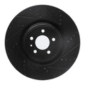 R1 13-14 Ford Mustang Front Right Drilled & Slotted Black Brake Rotor
