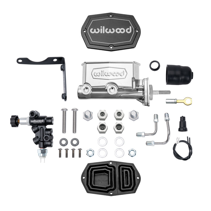 Wilwood Mopar Compact Tandem M/C Kit w/ Combination Valve & Pushrod 15/16in Bore - Chrome