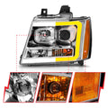 0714 TAHOE/SUBURBAN/AVALANCHE PROJECTOR HEADLIGHTS W/PLANK STYLE DESIGN CHROME W/AMBER
