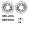 R1 Concepts Silver Drilled Slotted Rotors with 5000 Oep Brake Pads Hdw Fits Mitsubishi Montero