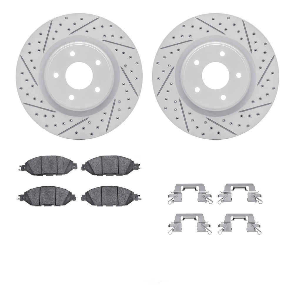R1 13-24 Infiniti QX60 Front Drill/Slot Carbon Coated Rotor Set w/Optimum Pads