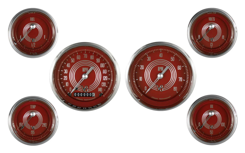 V8 RED STEELIE 5IN SPD/TACH/ 2IN FTVO-GM